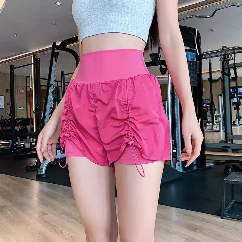 薄款瑜伽假两件休闲美式短裤女显瘦高腰防走光速干透气跑步健身服