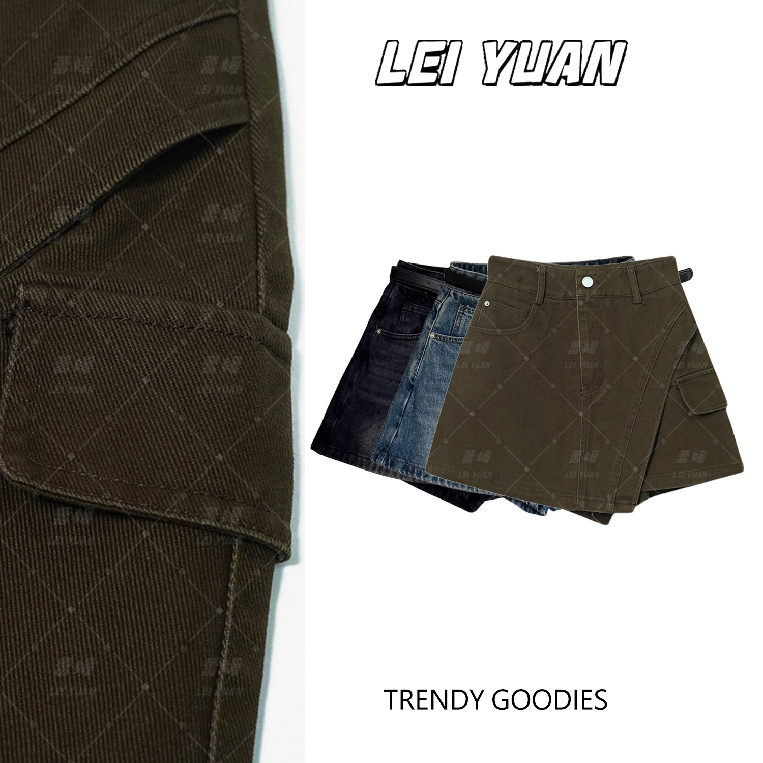 军绿色牛仔短裙女小个子2025早秋新款高腰显瘦a字不规则工装短裤