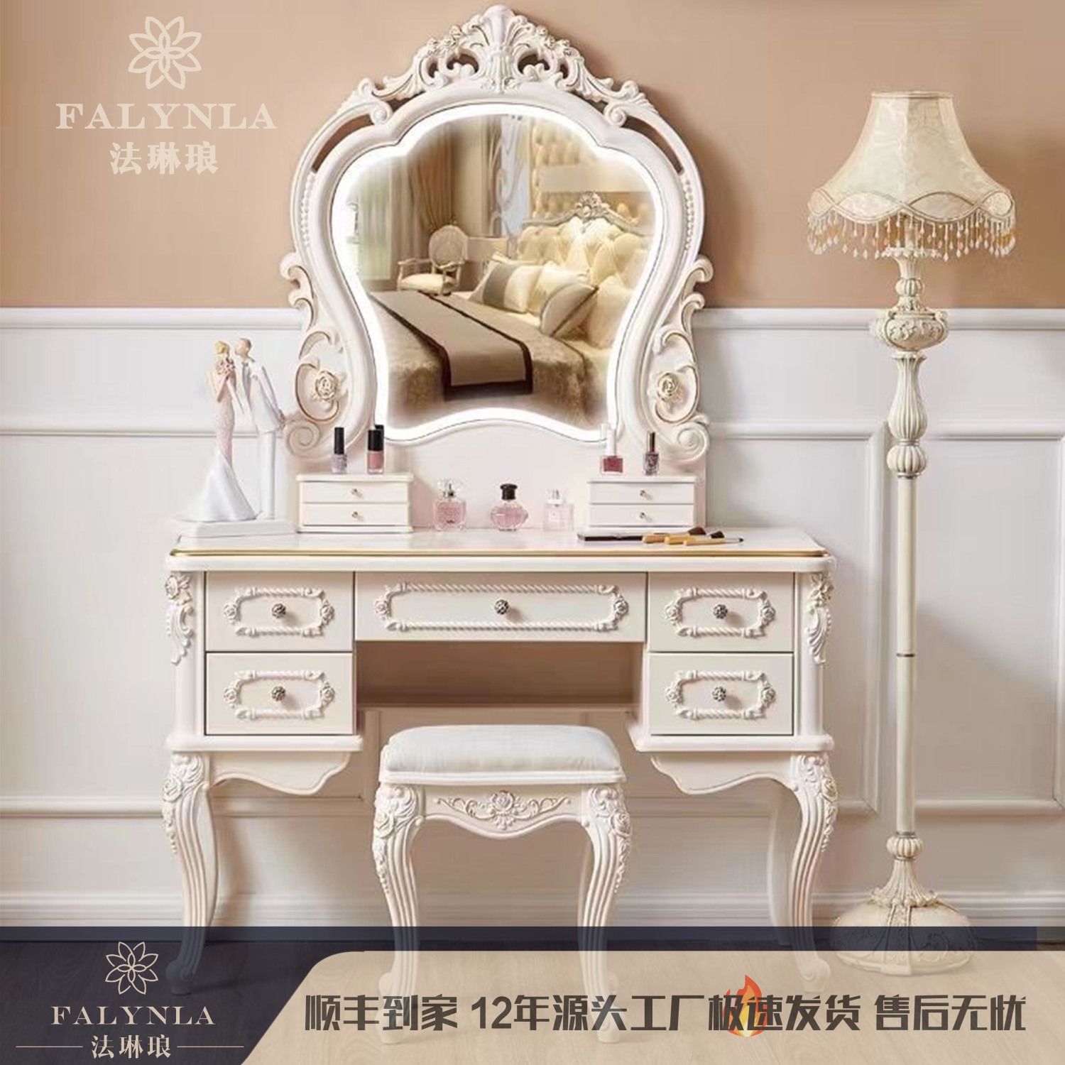 欧式梳妆台2024卧室多功能化妆桌公主风豪华化妆台网红轻奢ins风