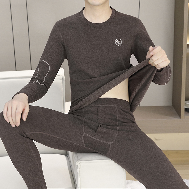男士德绒保暖内衣套装2025新款加绒加厚打底衫保暖内衣套装男