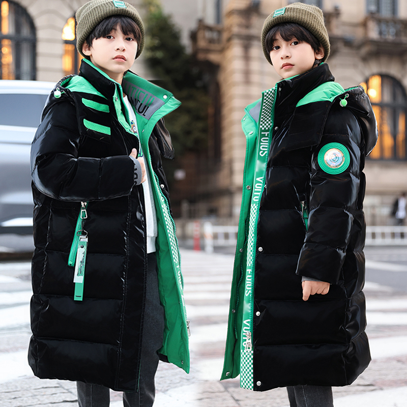 儿童羽绒服男童女童长款过膝2025新款加厚中大童冬季免洗洋气外套