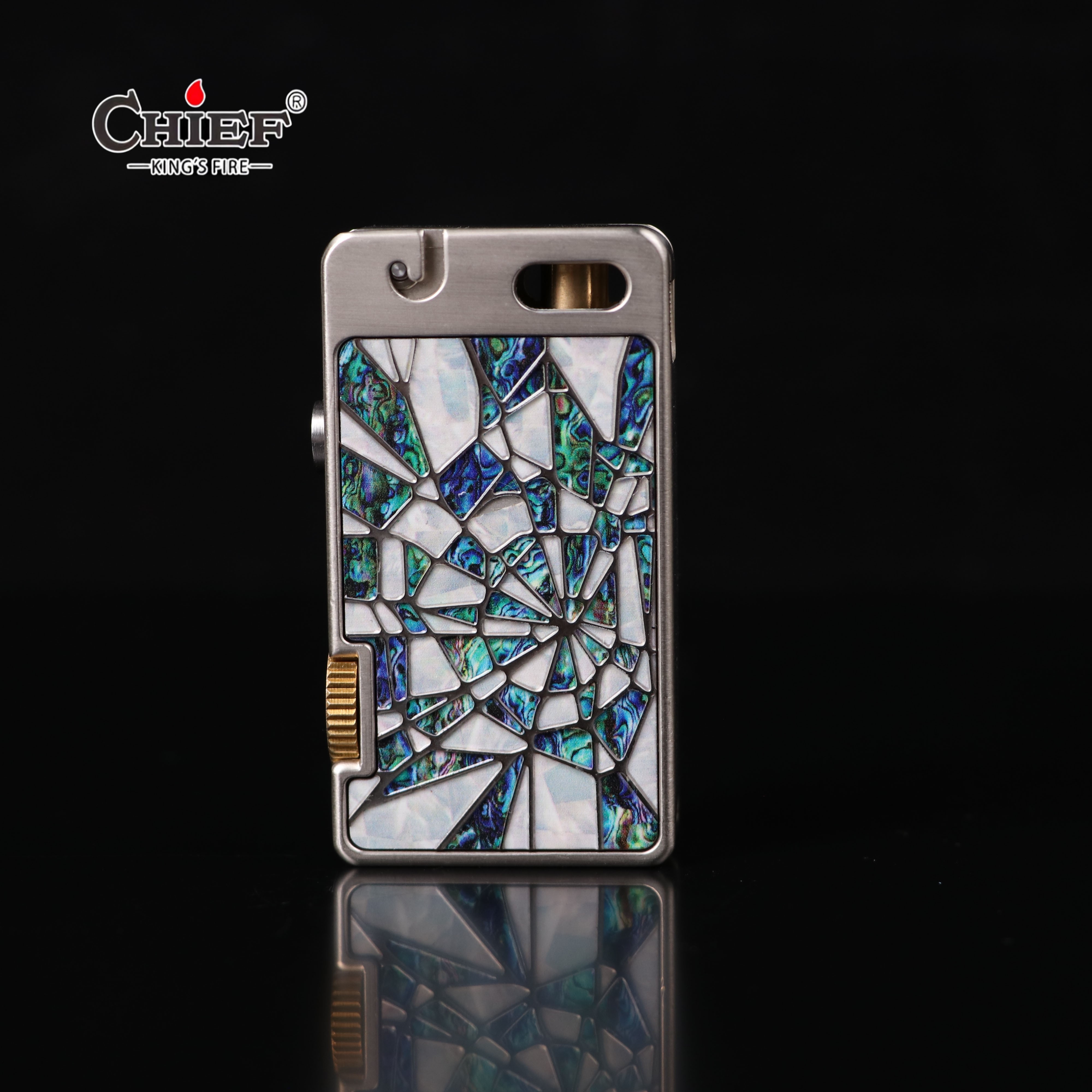 CHIEF/首领【唐草花】艾斯普里一键按压弹射双面经典复古煤油打火机