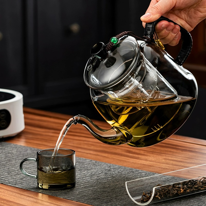 1300毫升大容量玻璃煮茶壶高硼硅玻璃煮茶壶高档蒸煮一体四代茶壶
