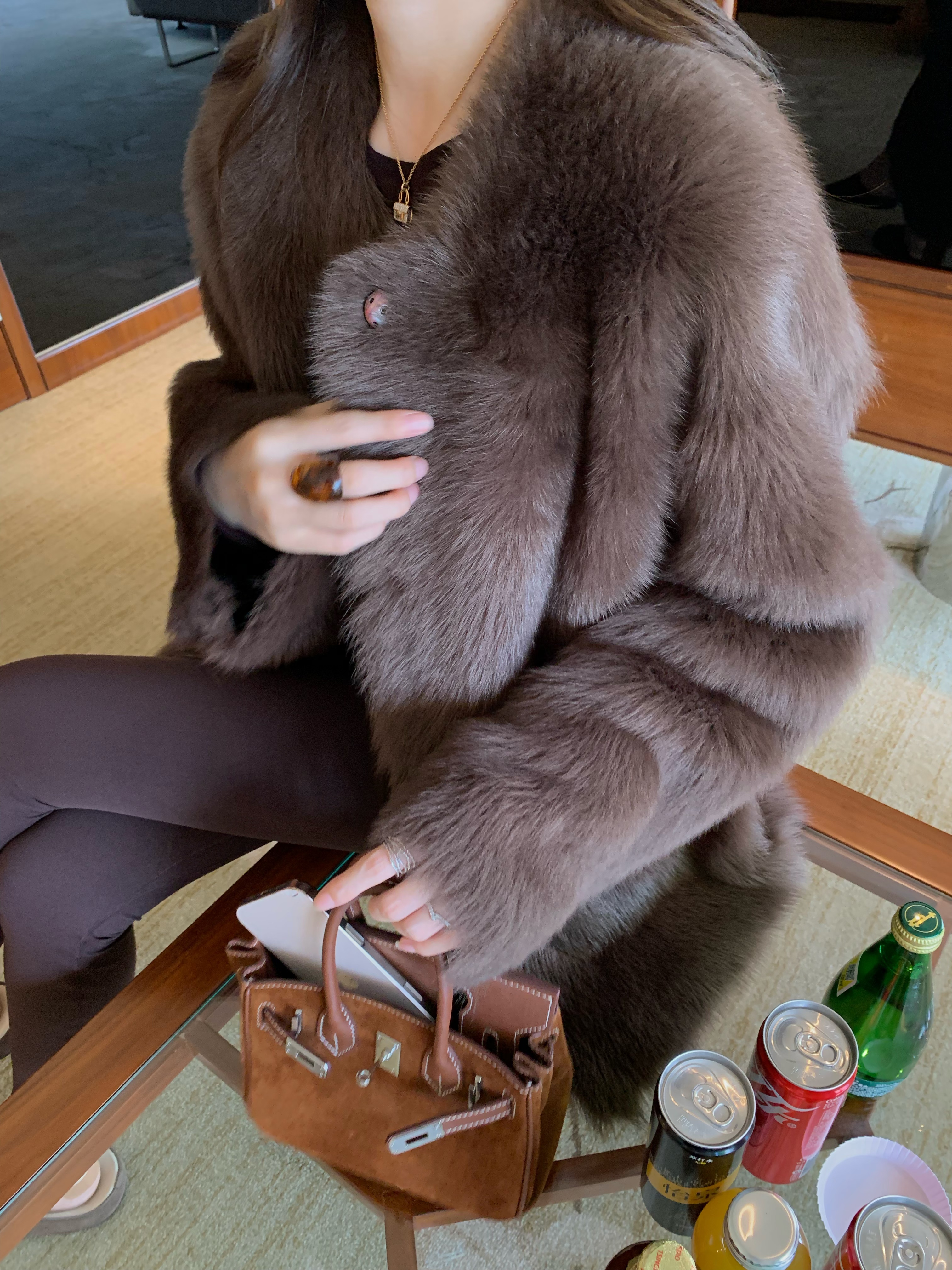 BIG WHITE REMADE“亚特丝流光”皮毛一体法式奢感时尚短外套D9L105