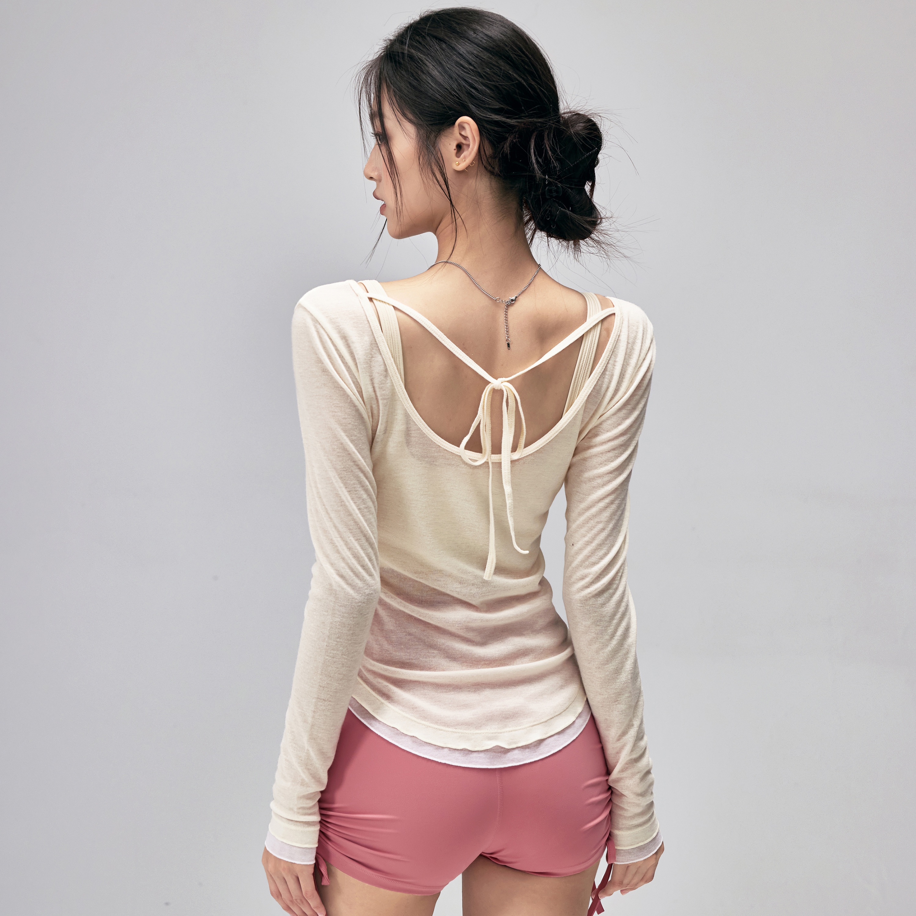 高级感瑜伽服长袖轻薄透气修身运动罩衫显瘦普拉提训练健身上衣秋