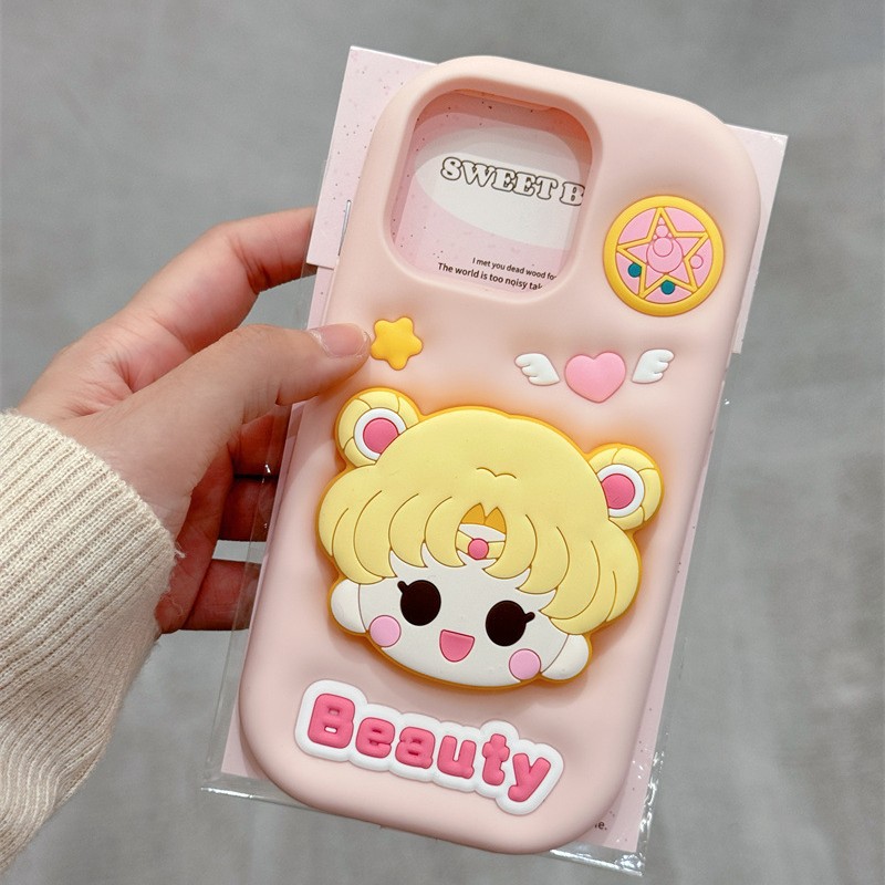卡通支架美少女iPhone14/13适用12/11苹果17/16/15PROMAX手机壳套