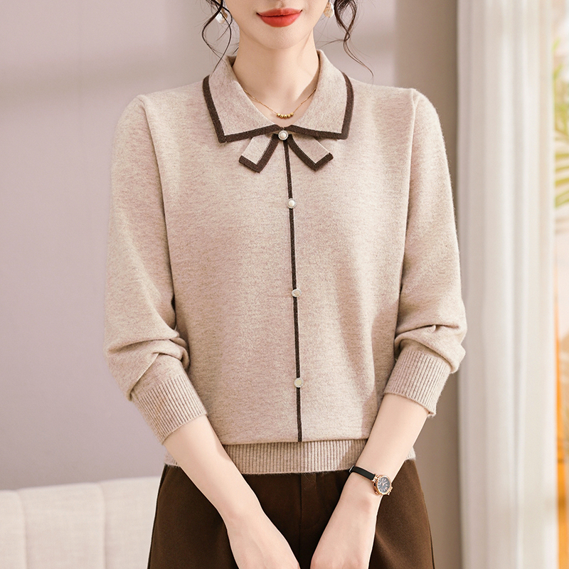 妈妈时尚显瘦上衣洋气针织衫2025新款中年女秋冬长袖毛衣百搭打底