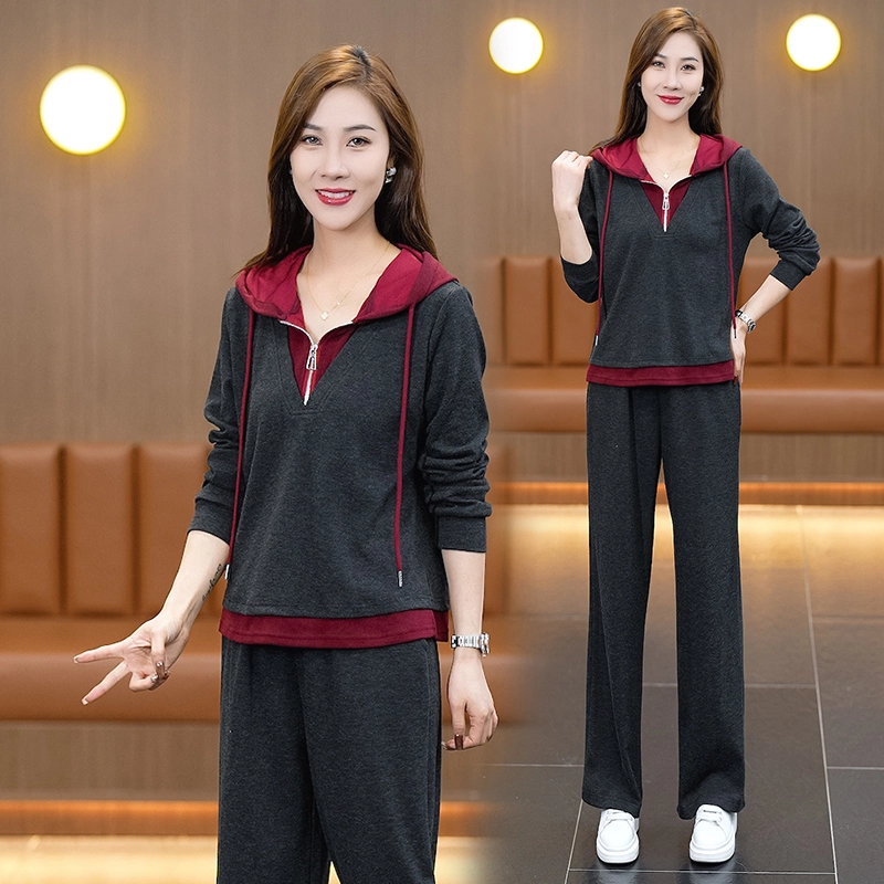 休闲套装女款2025春秋时尚洋气减龄开衫卫衣工装阔腿裤运动两件套
