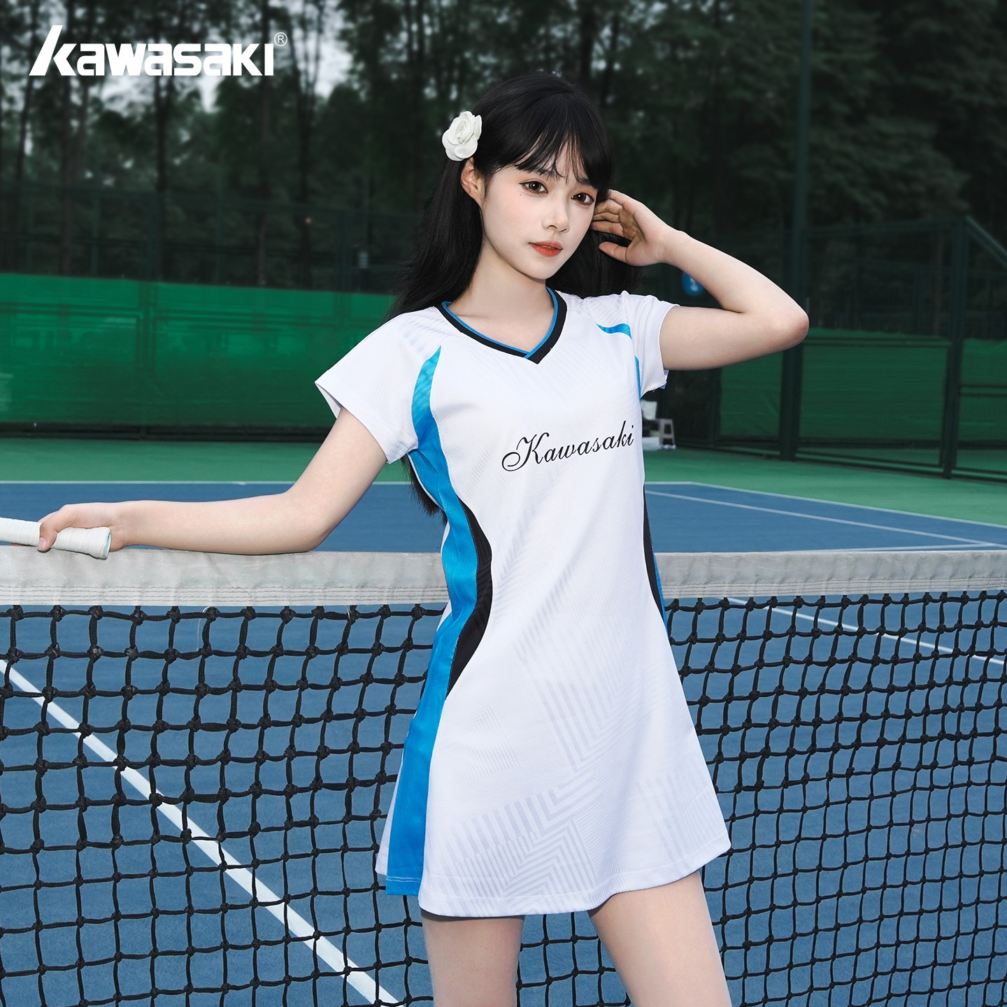 kawasaki/川崎新款羽毛球网球连衣裙女专业运动健身休闲显瘦中长