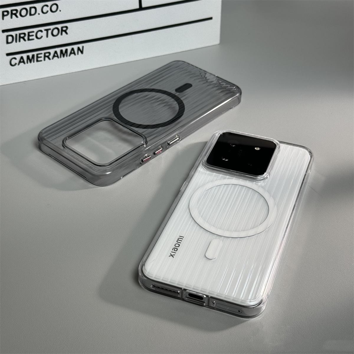 适用小米15Pro新款14磁吸瓦楞纹小米17华为mate70手机壳防摔透明.