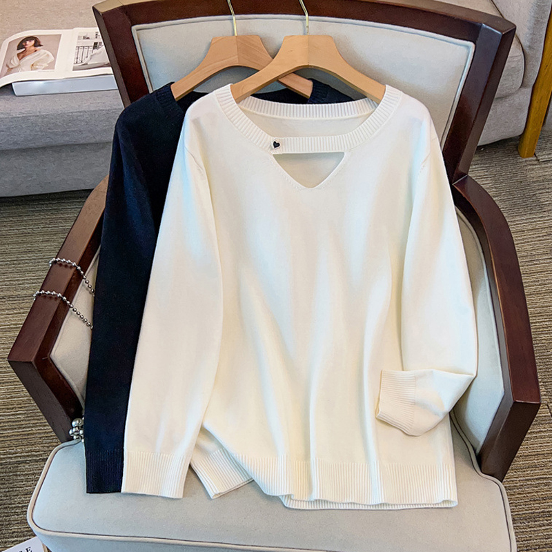 8096胖MM大码女装减龄针织衫女2025春秋新款加肥宽松遮肉长袖上衣