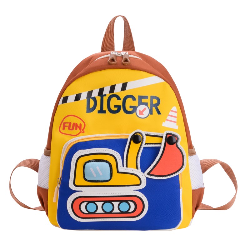 新款挖掘机书包幼儿园2-4岁男童超轻透气轻盈护脊背包男孩双肩包3