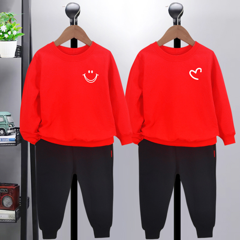 元旦儿童喜庆演出服 女童男童红色套装秋小学生运动会啦啦队服装