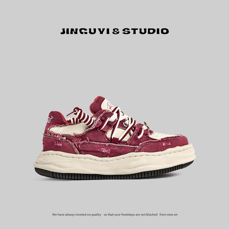 隐形增高7CM 明星同款脏脏乞丐鞋厚底男女板鞋水洗牛仔帆布休闲鞋