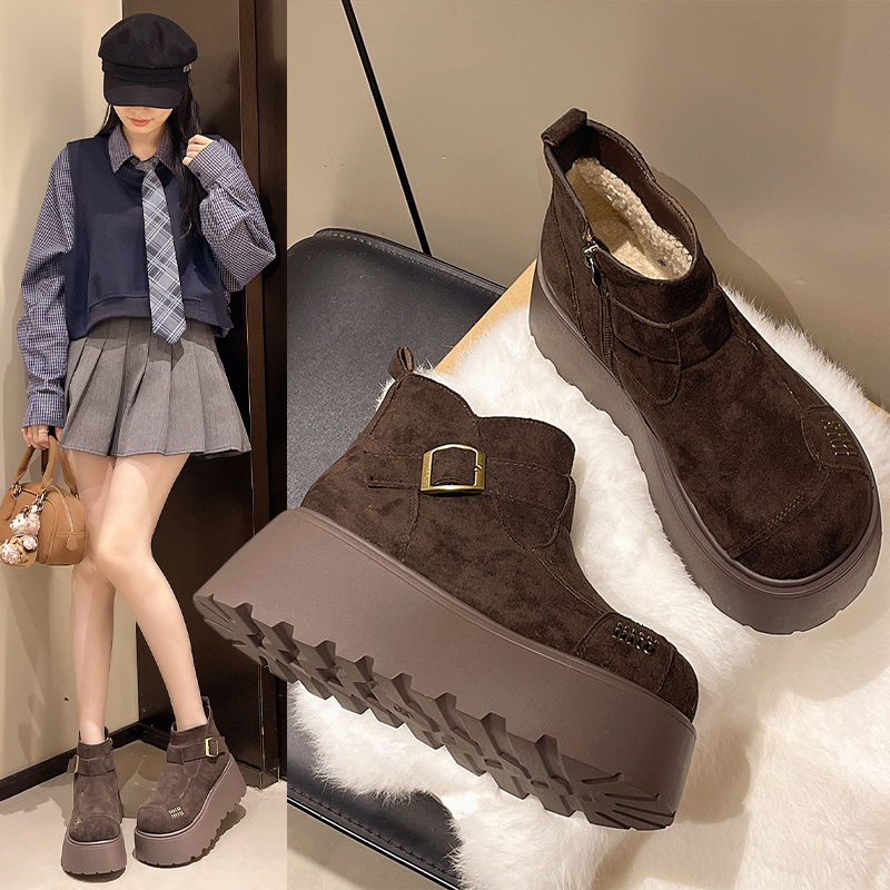 增高6CM英伦时尚勃肯雪地靴2025冬季新款厚底加绒雪地靴美拉德靴