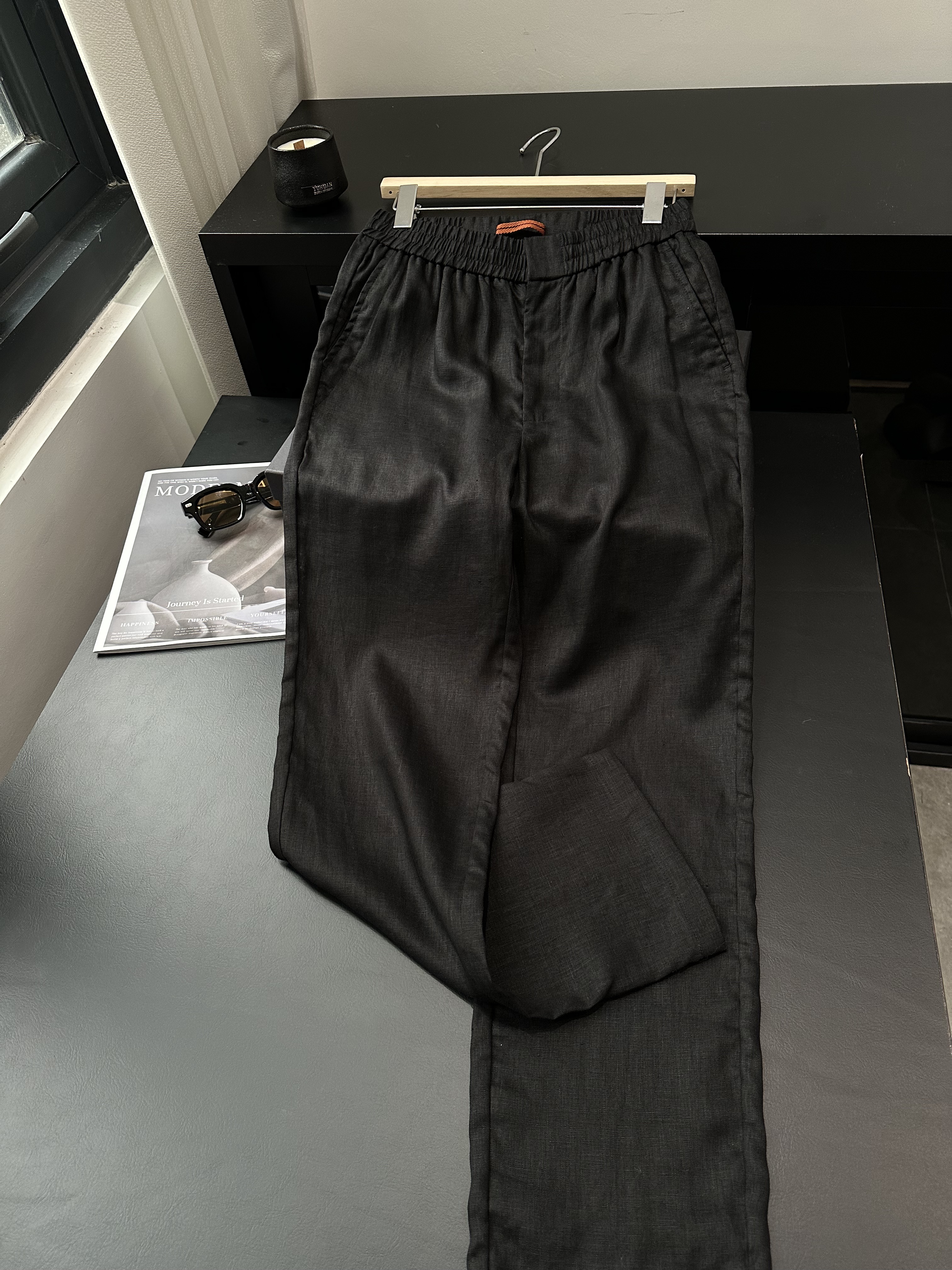 25春夏高品质极简老钱风男士纯亚麻时尚休闲直筒裤1273