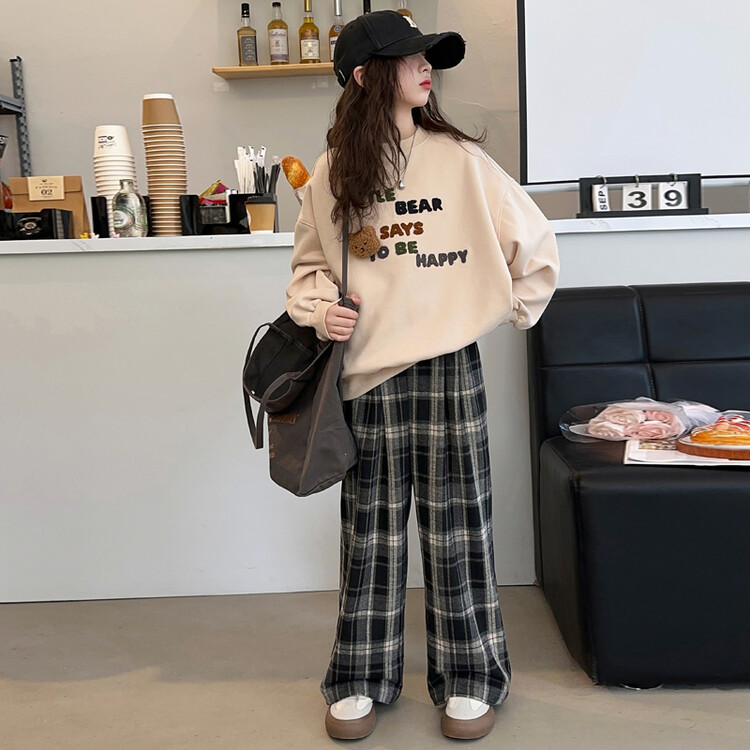 卫衣上衣春秋休闲阔腿宽松洋气百搭学生复古ins秋冬套装舒适时尚