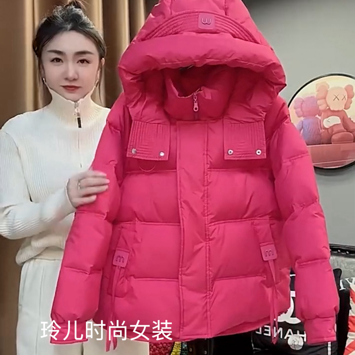 连帽石墨烯云绒宽松加厚保暖棉服外套女冬季新款时尚百搭面包服