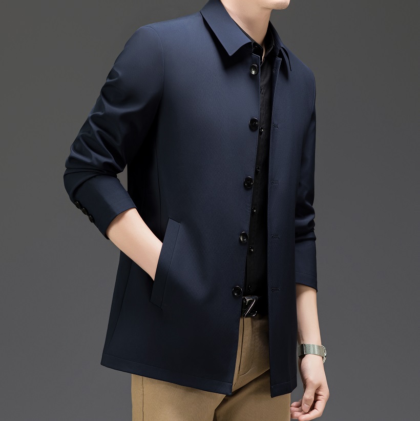 【老爺車】一手长商务风衣外套男士中老年夹克衫明扣痞帅慵懒风男装