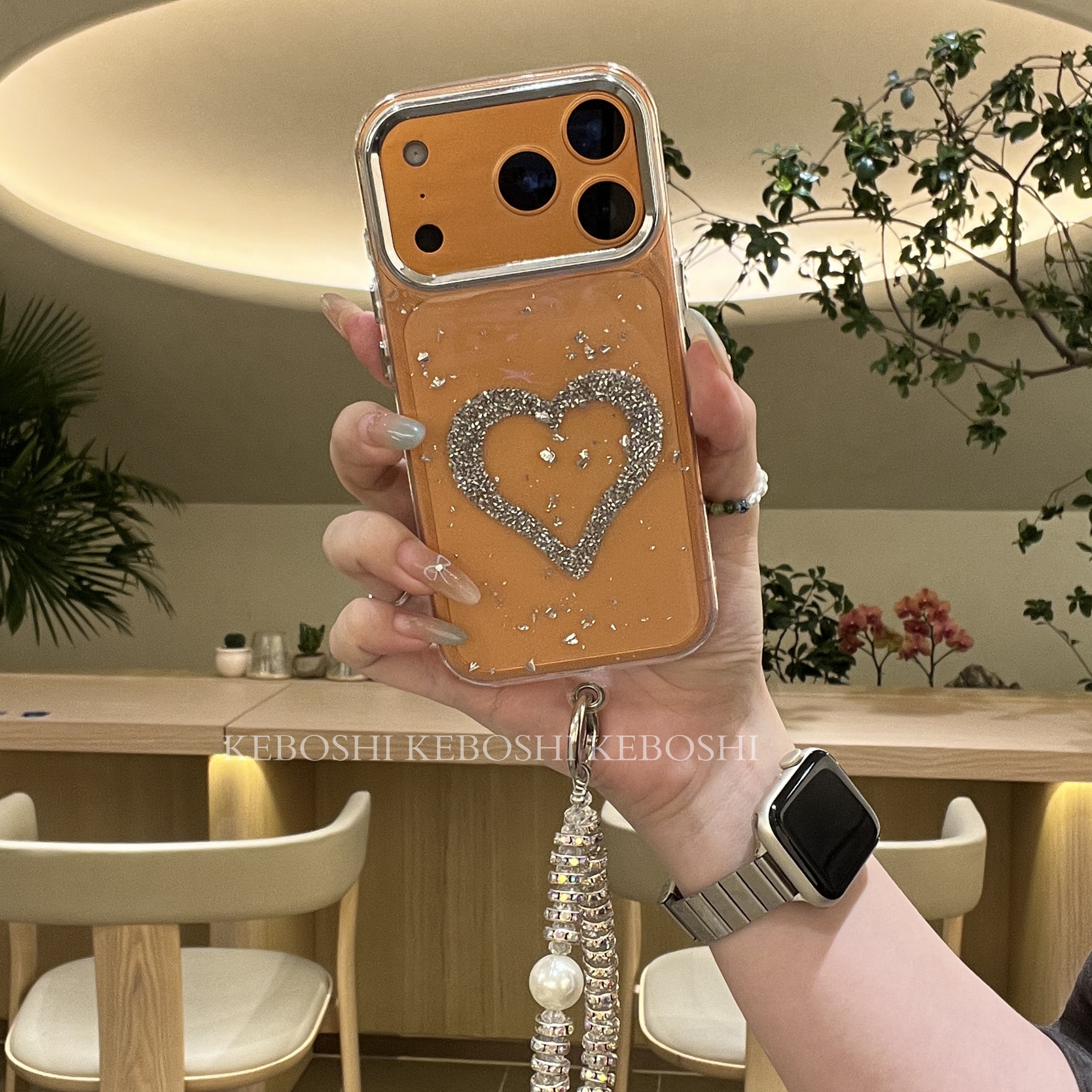 滴胶闪粉爱心适用苹果17promax华为vivo小米oppo荣耀手机壳电镀摔