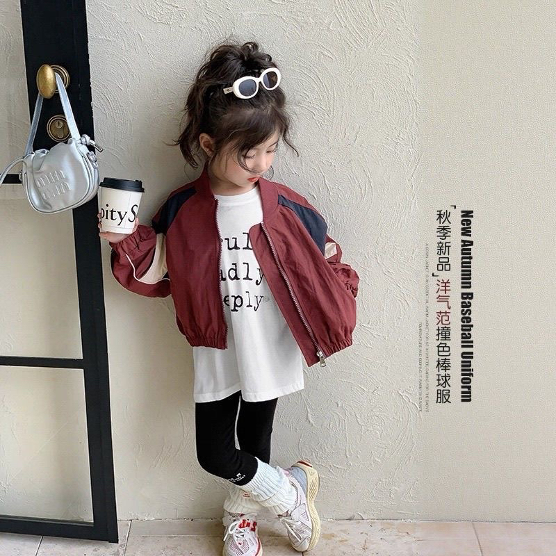 女童棒球服外套秋装2025新款儿童超好看上衣撞色立领女孩秋季夹克