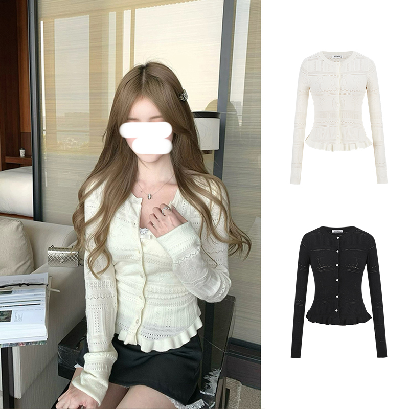 Moses Queen/魔西女王镂空针织开衫修身收腰上衣吊带防晒两件套