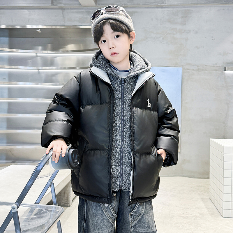 男童冬装羽绒棉服2025新款中大儿童加厚棉衣外套冬季男孩皮衣棉袄