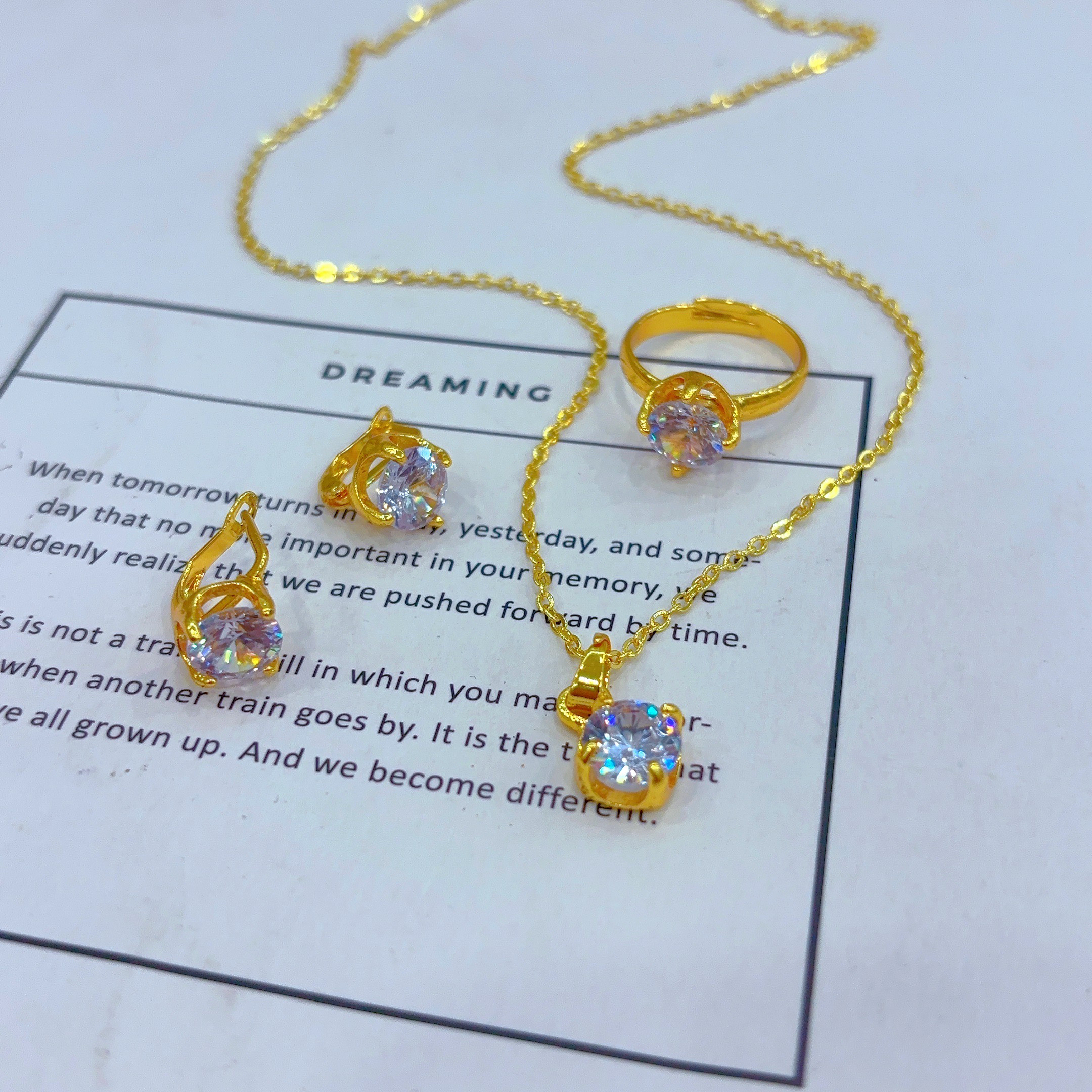 铜合金项链 时尚爆套装05-6-1百搭585玫瑰金款简约欧美轻奢气质女