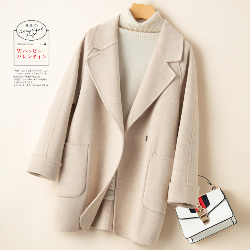 双面呢大衣女茧型宽松显瘦2025新款秋冬呢子西装领毛呢外套