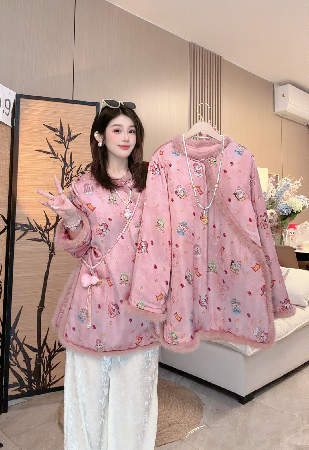 【财神到】新中式高级感时尚唐装冬季女装宽松斜襟上衣783