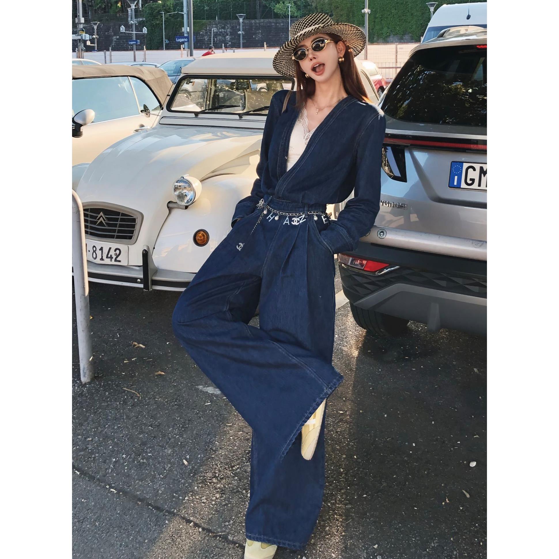 THEORY ERROR早秋老钱风穿搭两件套巨好看又酷又飒港风蓝色牛仔衬