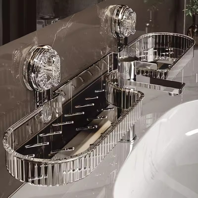 吸盘水龙头置物架免打孔壁挂式浴室洗手卫生间镜前洗漱台收纳架子