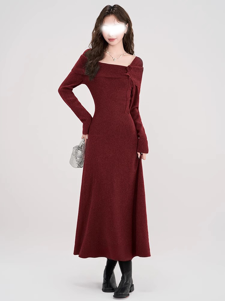 秋冬季法式哺乳连衣裙高级针织外出辣妈款产后期穿搭宝妈喂奶衣服