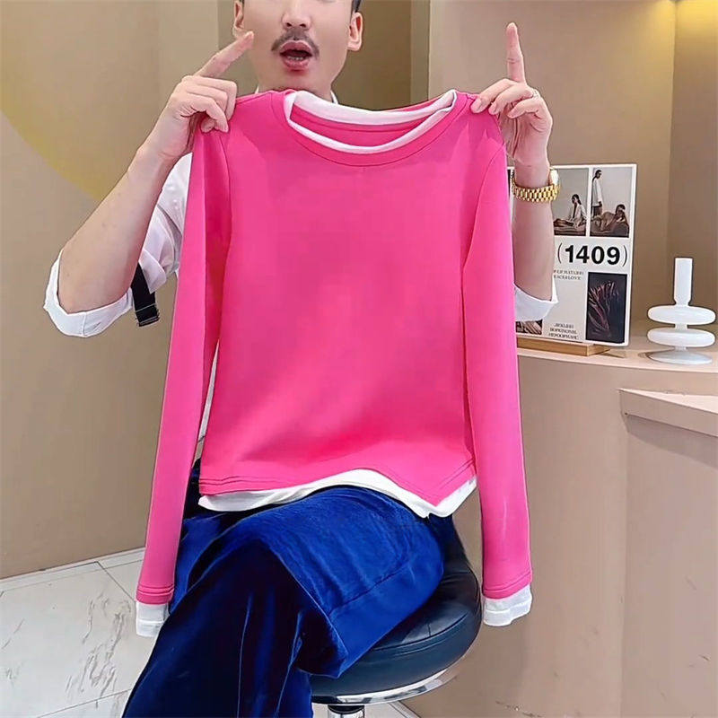 文艺通勤假两件T恤女2025秋季新款遮肉显瘦个性百搭高级洋气上衣