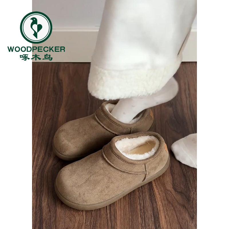 啄木鸟复古小土豆勃肯鞋女2025新款冬季外穿加绒雪地靴保暖棉鞋