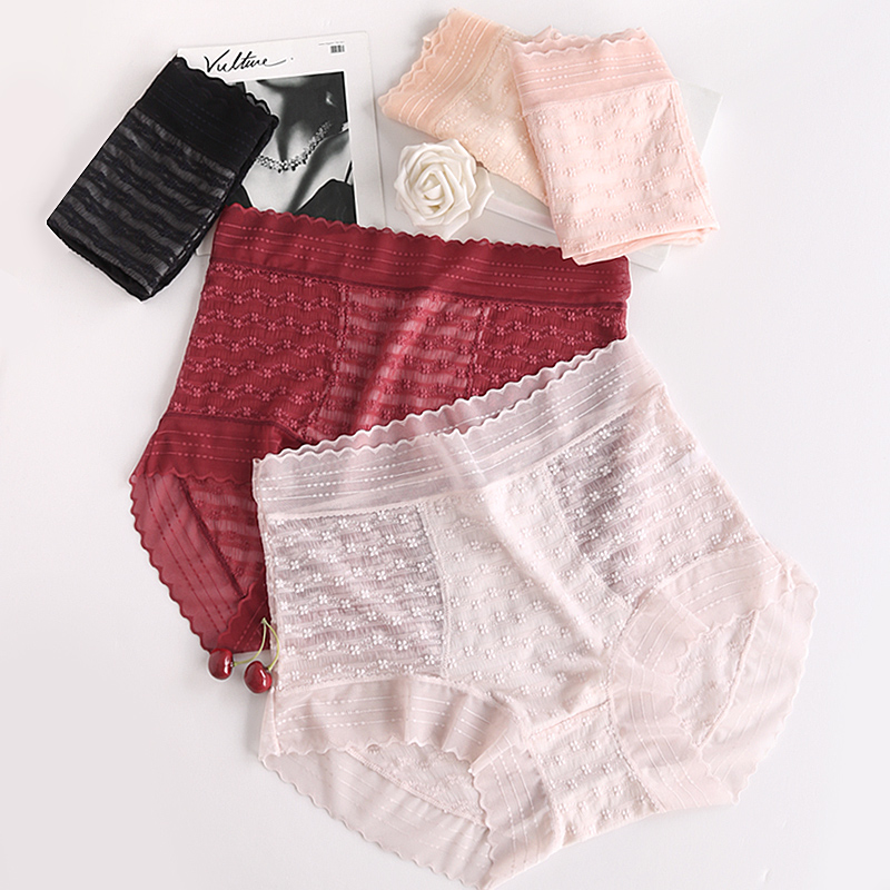 夏薄款棉档7a抗菌高腰提臀三角裤女士性感蕾丝无痕裸感内裤257