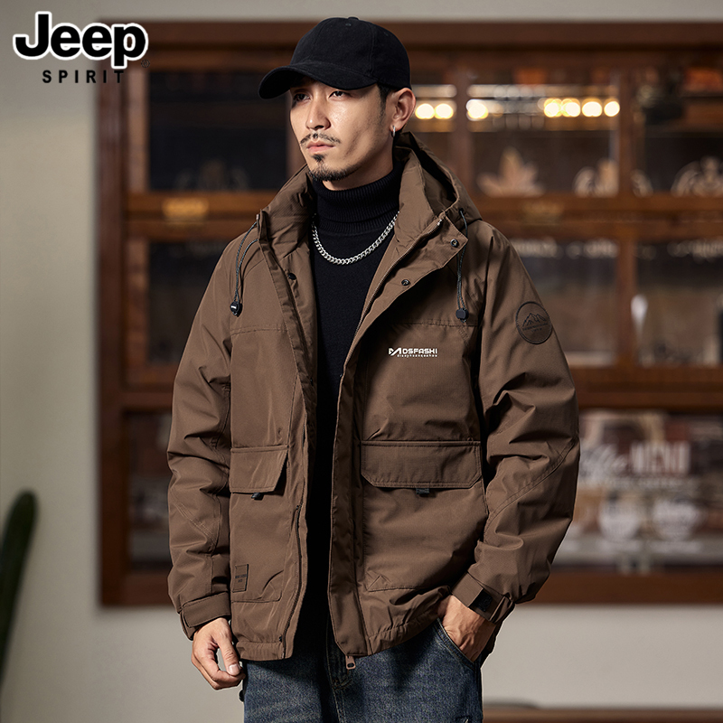 JEEPSPIRIT吉普冬季新款男士羽绒服美式复古潮牌工装外套御寒保暖