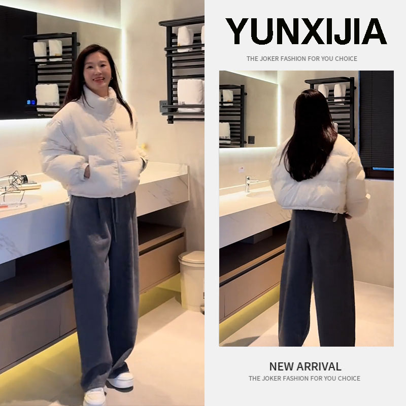 2025冬季新款时尚气质宽松设计感法式高价短款棉服裤子两件套