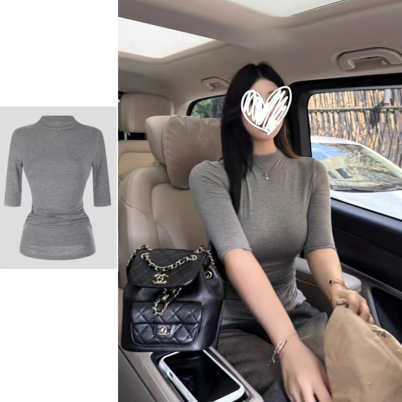 【气质姐姐】高智感法式气质中袖立领T恤 掐腰收腰修身显瘦上衣女