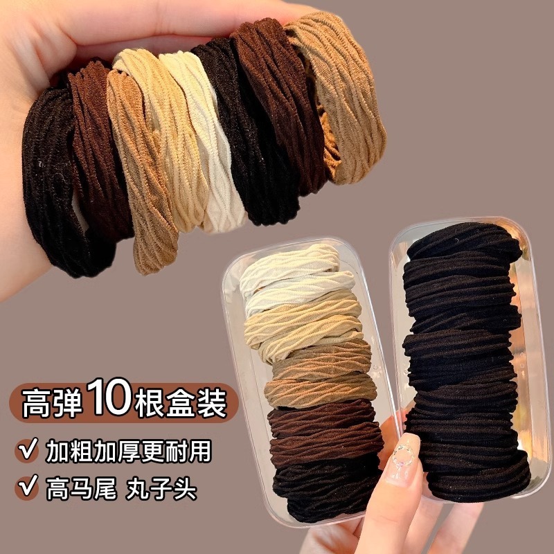 网红高弹力耐用皮筋女扎头无接缝发圈皮套女头绳加粗耐用发绳头饰
