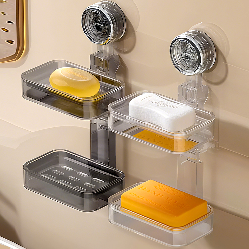 优勤家用浴室沥水洗漱台收纳吸盘肥皂盒壁挂式免打孔香皂盒置物架