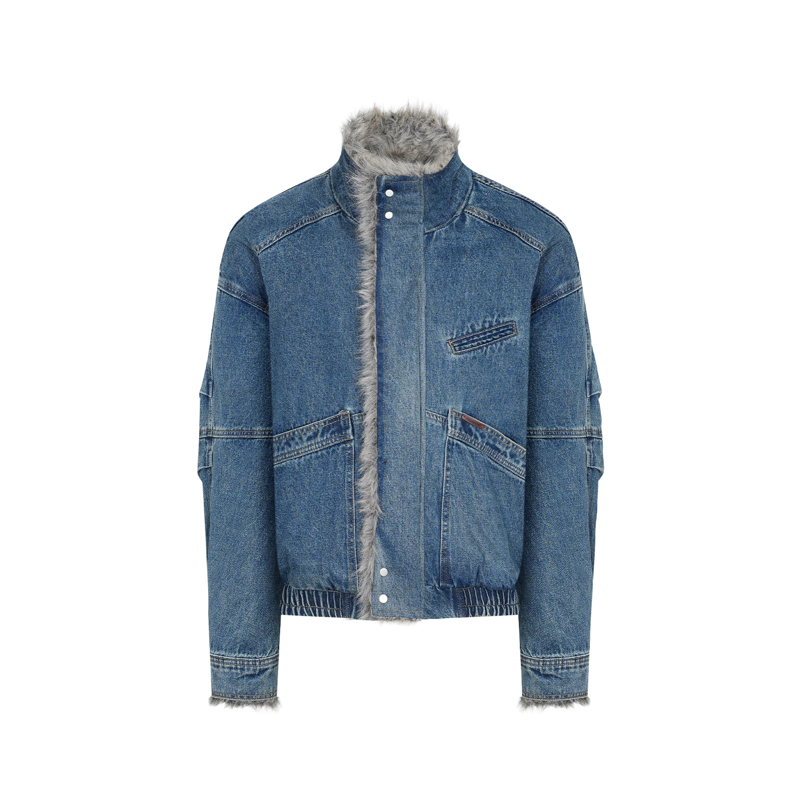 PMET「丹宁雕冕」座山雕毛领牛仔外套 重磅水洗加厚保暖工装外套