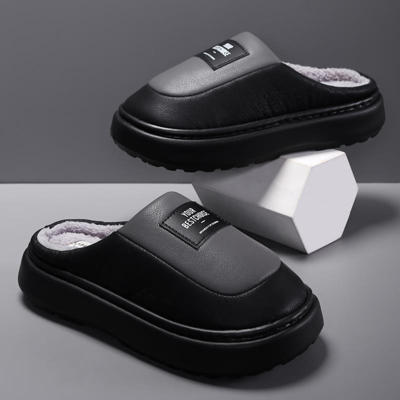 防臭2025新款冬季棉拖鞋居家厚底中老年居家居防滑保暖棉拖男