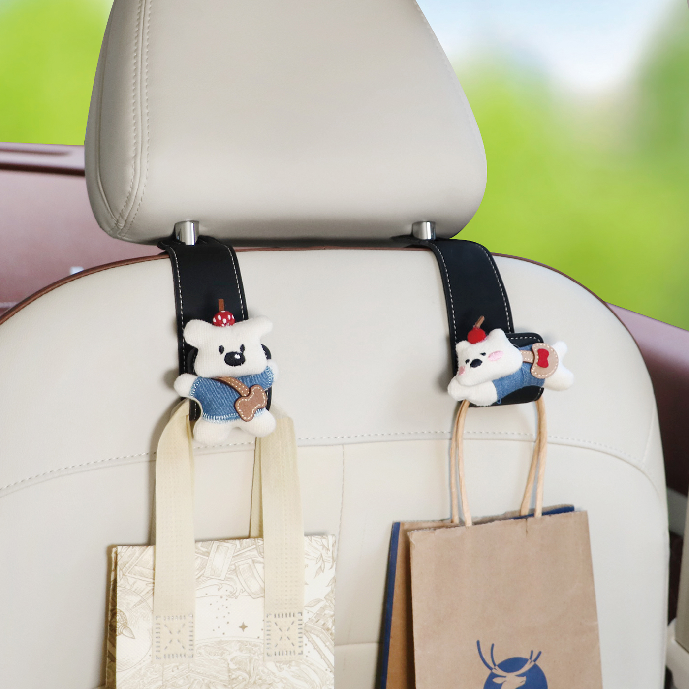 车载挂钩高级感汽车座椅背收纳车用挂式储物钩多功能可爱卡通挂勾