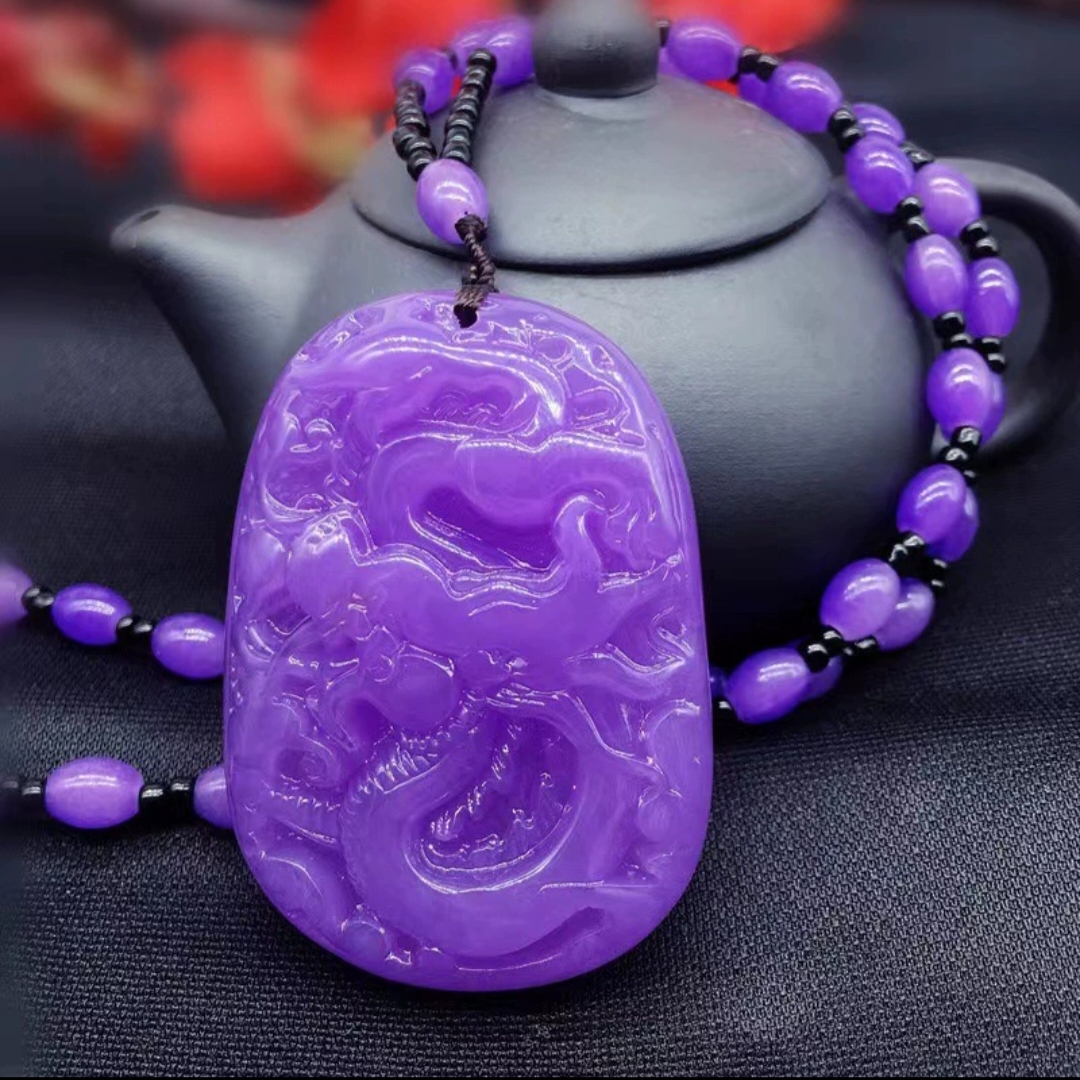 非金属树脂项链 新款紫罗兰龙牌项链饰品龙腾四海民族风紫色项链
