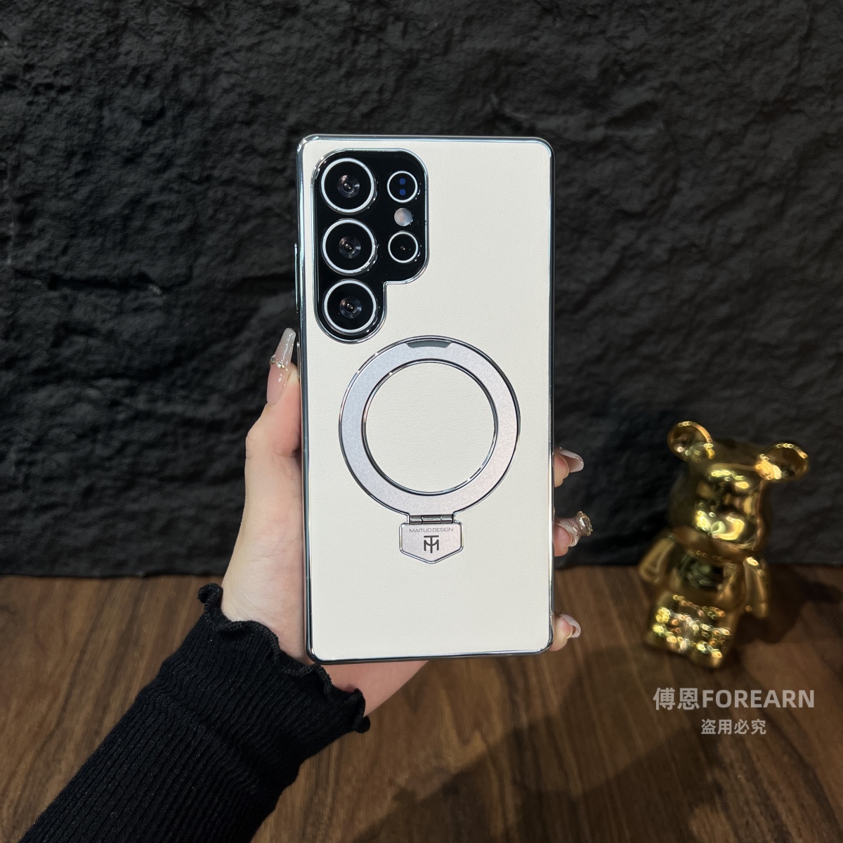 适用于三星s25ultra手机壳真皮s24ultra保护套s23ultra支架磁吸