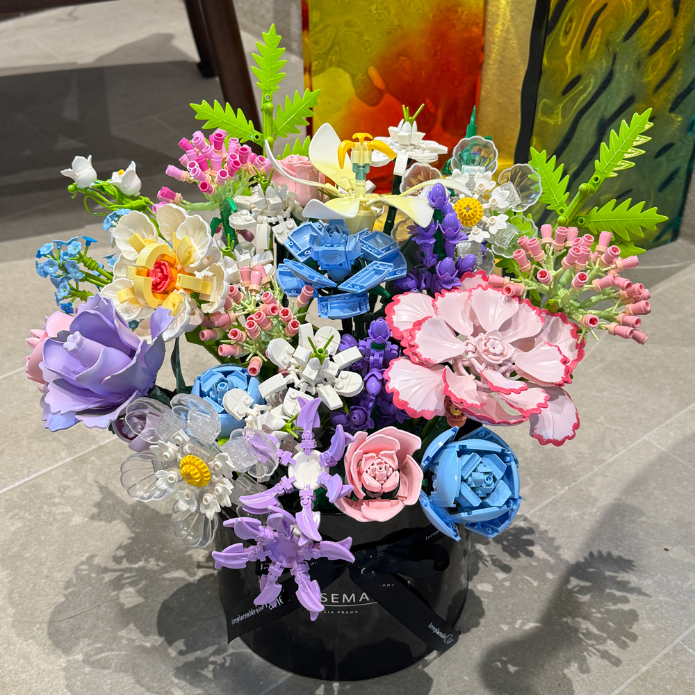 积木花束拼装一整套女生积木玫瑰花礼盒系列女生孩玩具情人节礼物