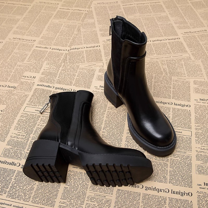 短靴女2025秋冬款冬季小个子高跟不累小个子法式复古瘦瘦