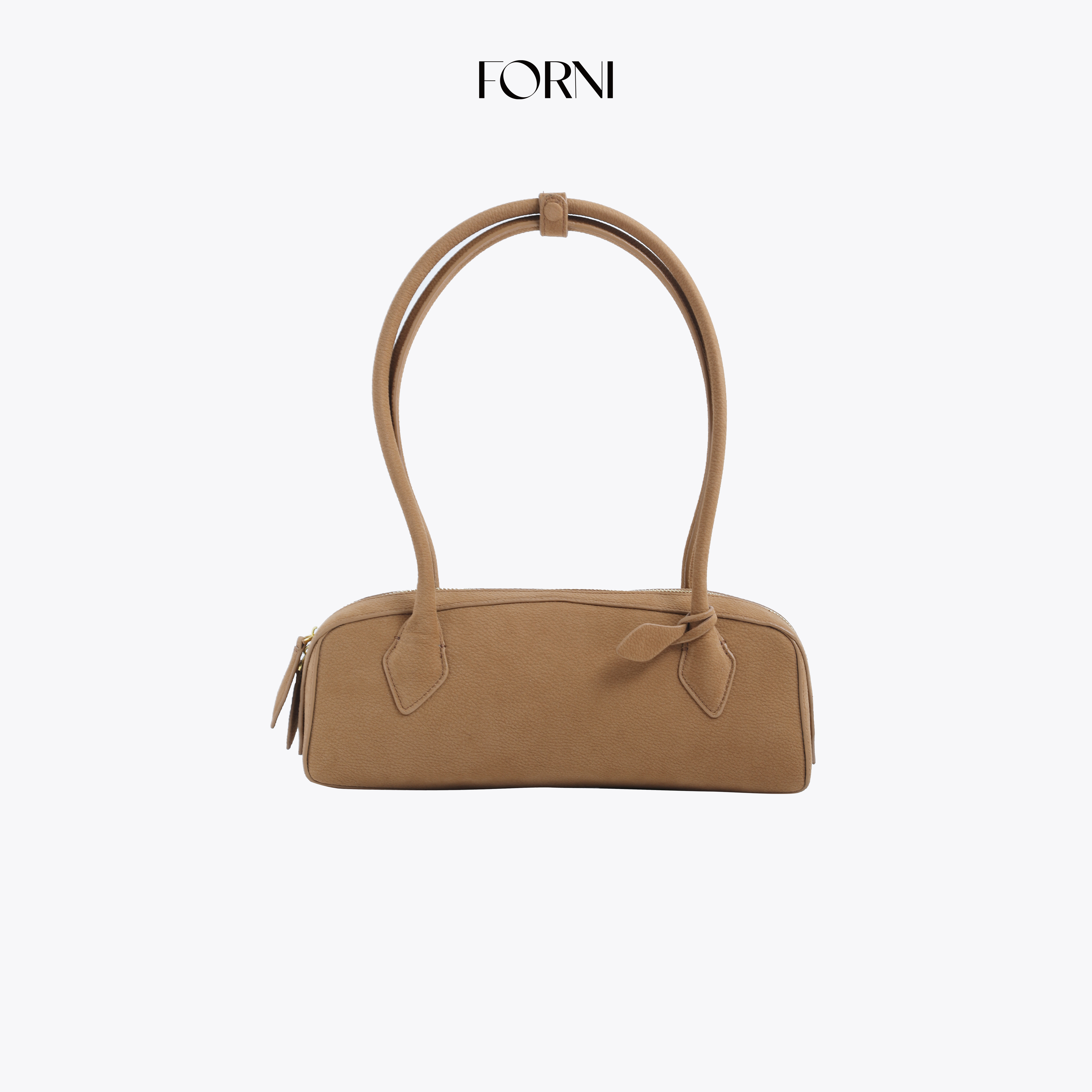 小番茄定制 FORNI 戴安娜 通勤风磨砂牛麂皮单肩腋下法棍包