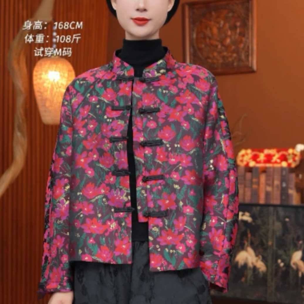 红熹潮HXC（081红色）新款时尚中式中国风百搭设计师款短款重工上衣